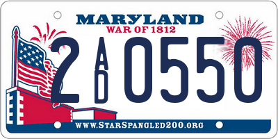 MD license plate 2AD0550