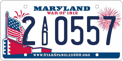 MD license plate 2AD0557