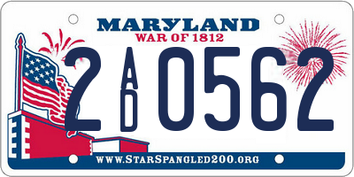 MD license plate 2AD0562