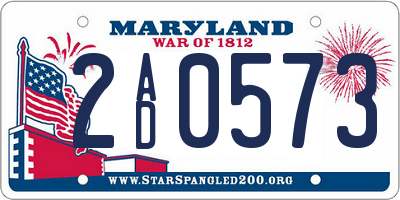 MD license plate 2AD0573