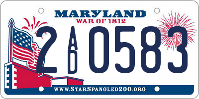 MD license plate 2AD0583