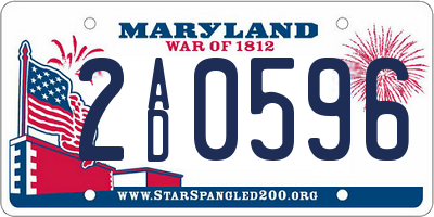 MD license plate 2AD0596