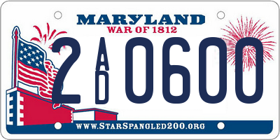 MD license plate 2AD0600