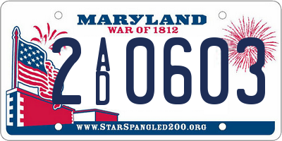 MD license plate 2AD0603