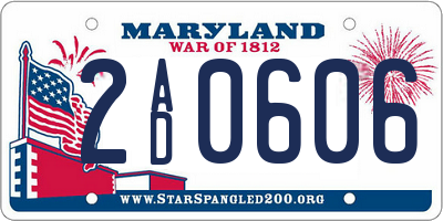MD license plate 2AD0606