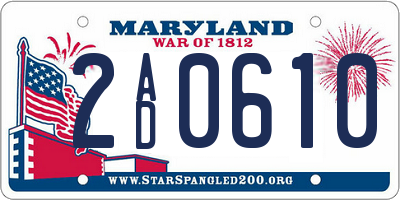 MD license plate 2AD0610