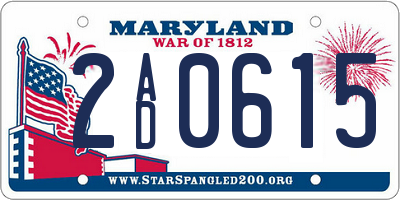 MD license plate 2AD0615