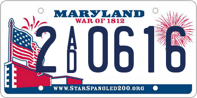 MD license plate 2AD0616