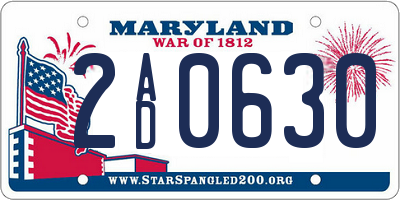 MD license plate 2AD0630