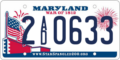 MD license plate 2AD0633