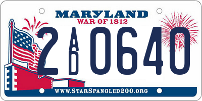 MD license plate 2AD0640