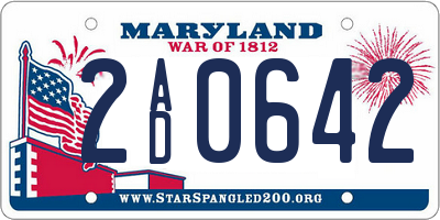 MD license plate 2AD0642