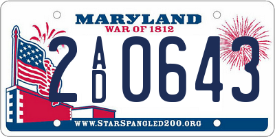 MD license plate 2AD0643