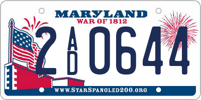 MD license plate 2AD0644