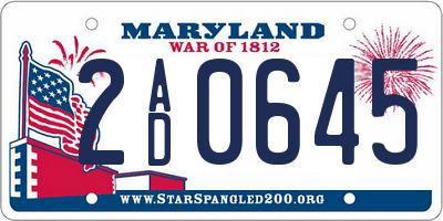MD license plate 2AD0645