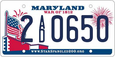 MD license plate 2AD0650