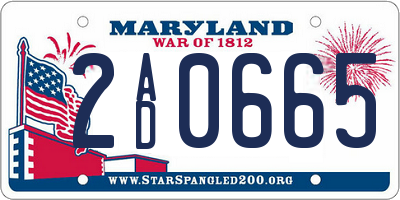 MD license plate 2AD0665