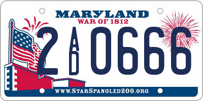 MD license plate 2AD0666