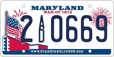 MD license plate 2AD0669