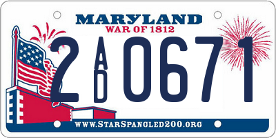 MD license plate 2AD0671