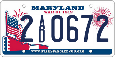 MD license plate 2AD0672