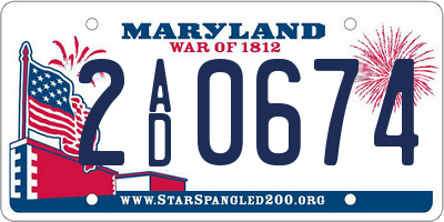 MD license plate 2AD0674