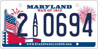 MD license plate 2AD0694