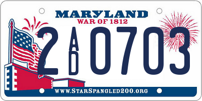 MD license plate 2AD0703