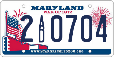 MD license plate 2AD0704