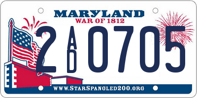 MD license plate 2AD0705