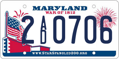 MD license plate 2AD0706