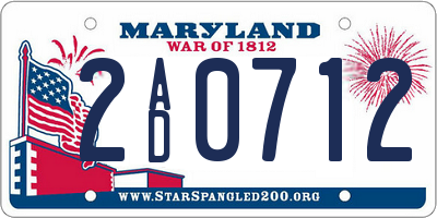 MD license plate 2AD0712