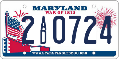 MD license plate 2AD0724