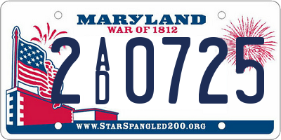 MD license plate 2AD0725