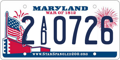 MD license plate 2AD0726