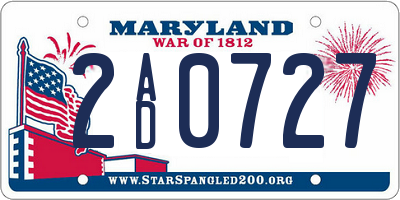 MD license plate 2AD0727