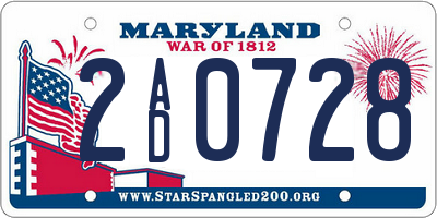 MD license plate 2AD0728