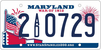 MD license plate 2AD0729
