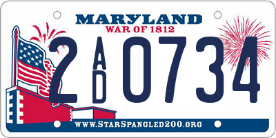 MD license plate 2AD0734