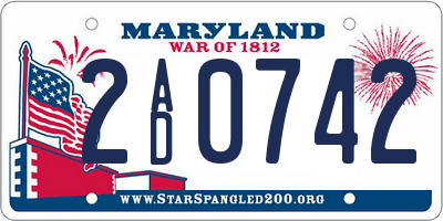 MD license plate 2AD0742