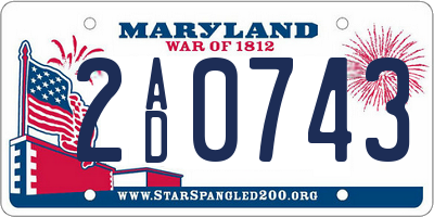 MD license plate 2AD0743