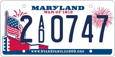 MD license plate 2AD0747