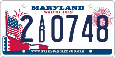 MD license plate 2AD0748