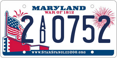 MD license plate 2AD0752