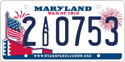 MD license plate 2AD0753