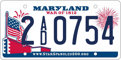 MD license plate 2AD0754