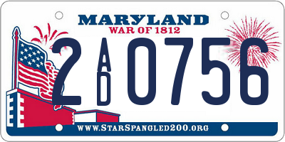 MD license plate 2AD0756