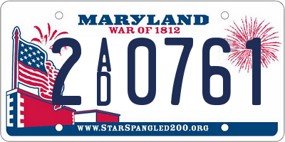 MD license plate 2AD0761