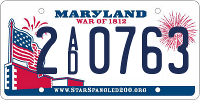 MD license plate 2AD0763