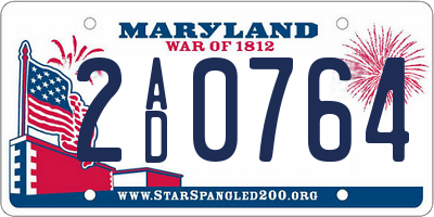 MD license plate 2AD0764